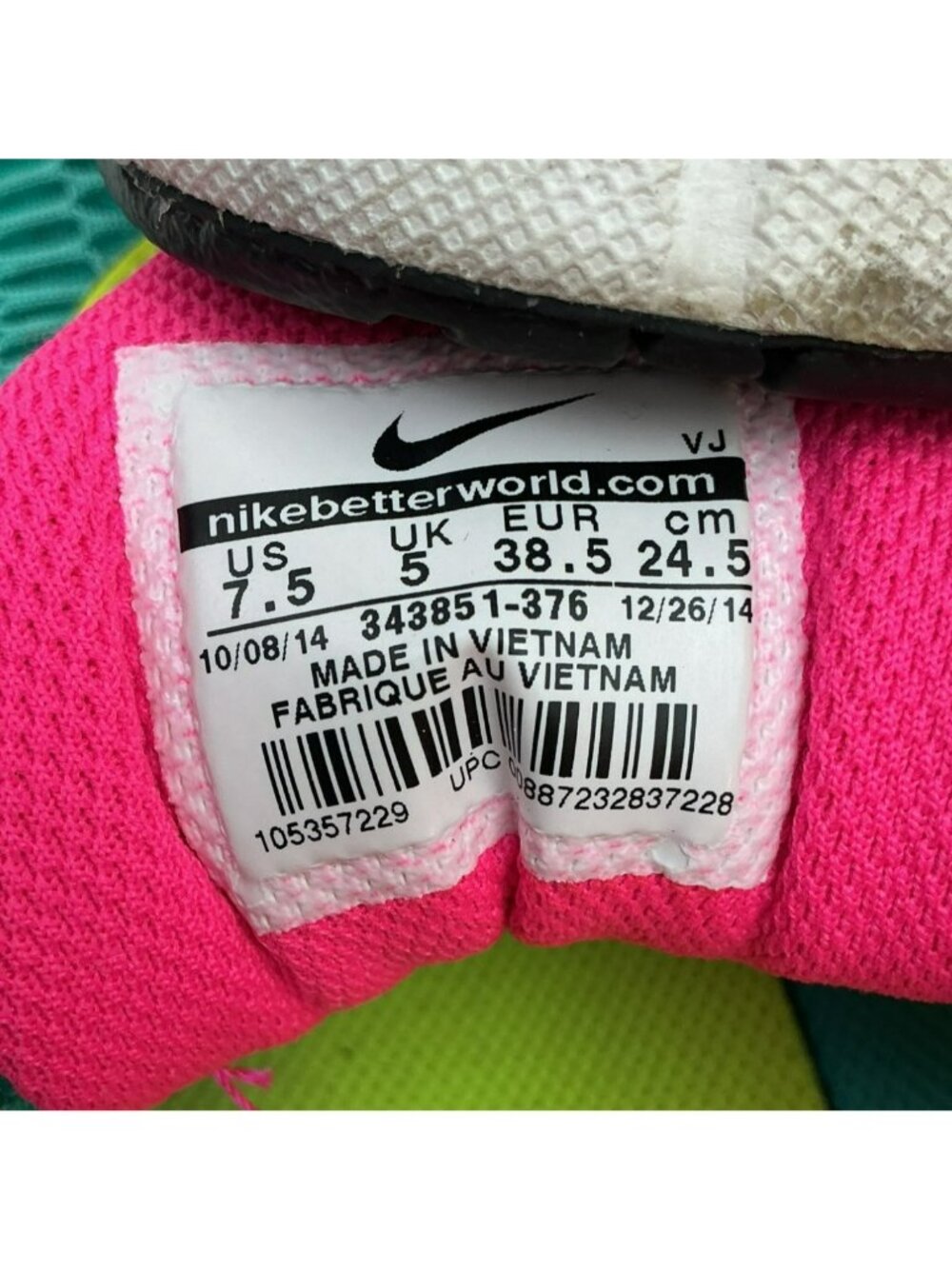 Nike Air Max Torch 4 Running Shoes Sneakers Womens 7.5 Teal/Yellow/Pink - Picture 8 of 10